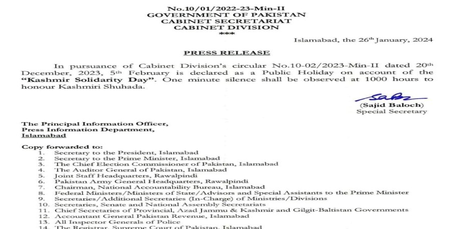 Kashmir Day Notification 2024 Download